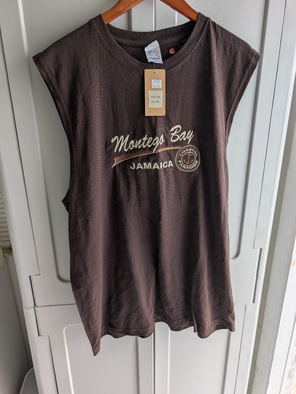Montego Bay Jamaica Brown Sleeveless Men's Tank Top T-shirt Tee - Picture 1 of 3